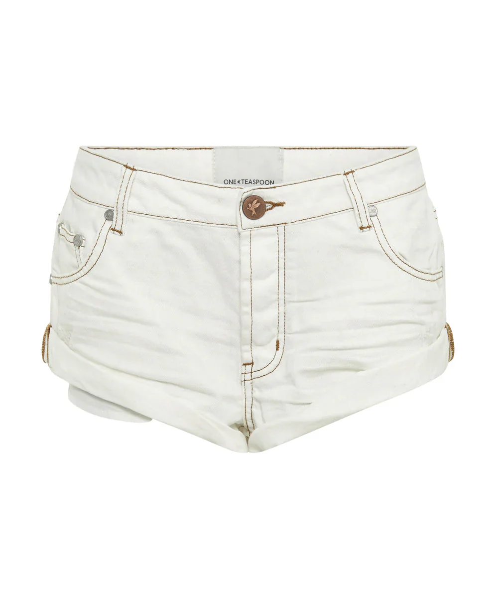 ONE TEASPOON Womens White Beauty Bandits Low Waist Denim Short - White Beauty - Image 9
