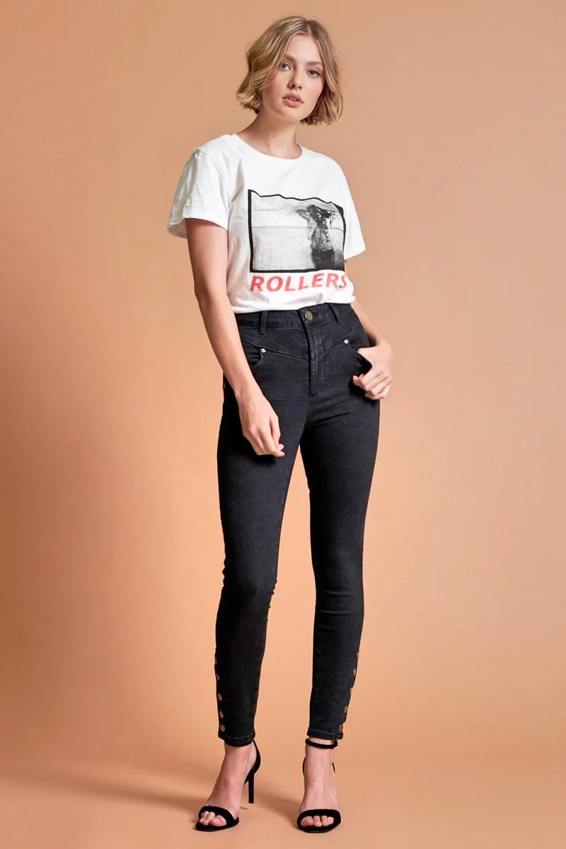 OneTeaspoon WOMENS BLACK SWAN PREACHERS HIGH WAIST SKINNY JEAN - Image 2