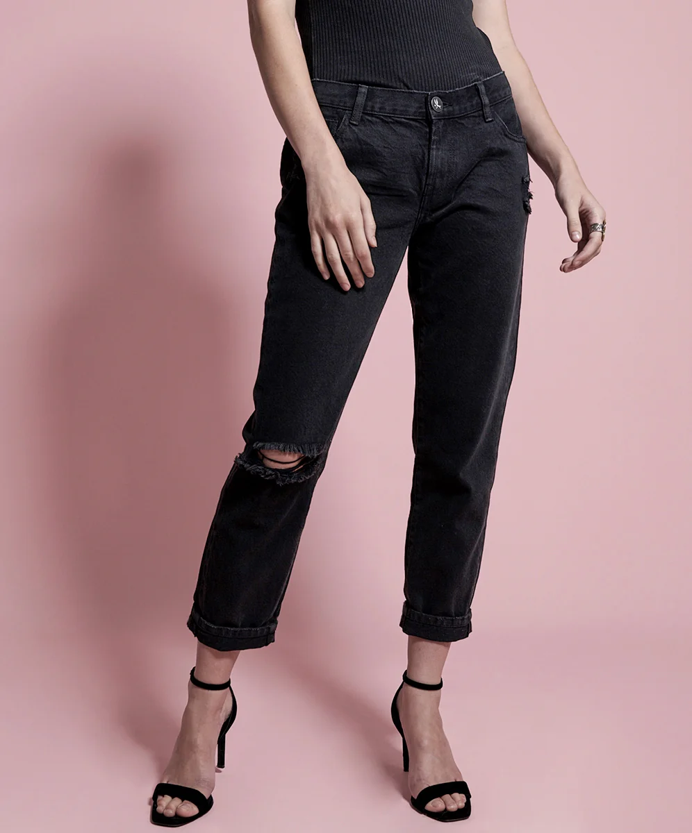 OneTeaspoon WOMENS DOUBLE BLACK AWESOME BAGGIES STRAIGHT LEG JEANS - Image 3