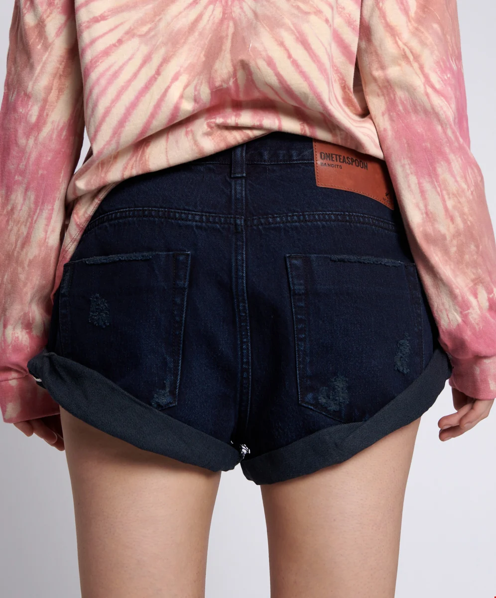 ONETEASPOON Womens Fox Black Bandits Low Waist Denim Short - Fox Black - Image 3