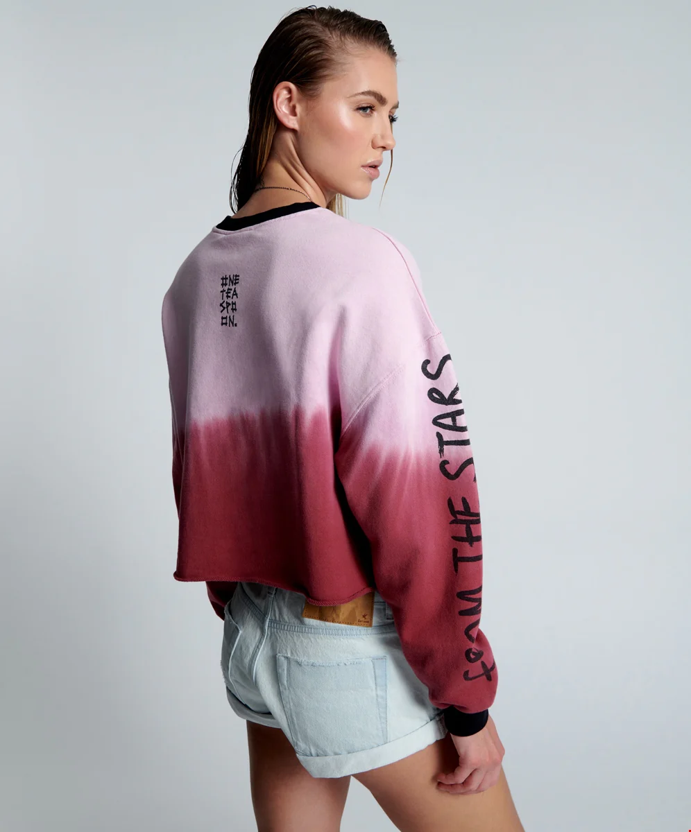 ONETEASPOON Womens From The Stars Dipped Cropped Sweater - Merlot - Image 6