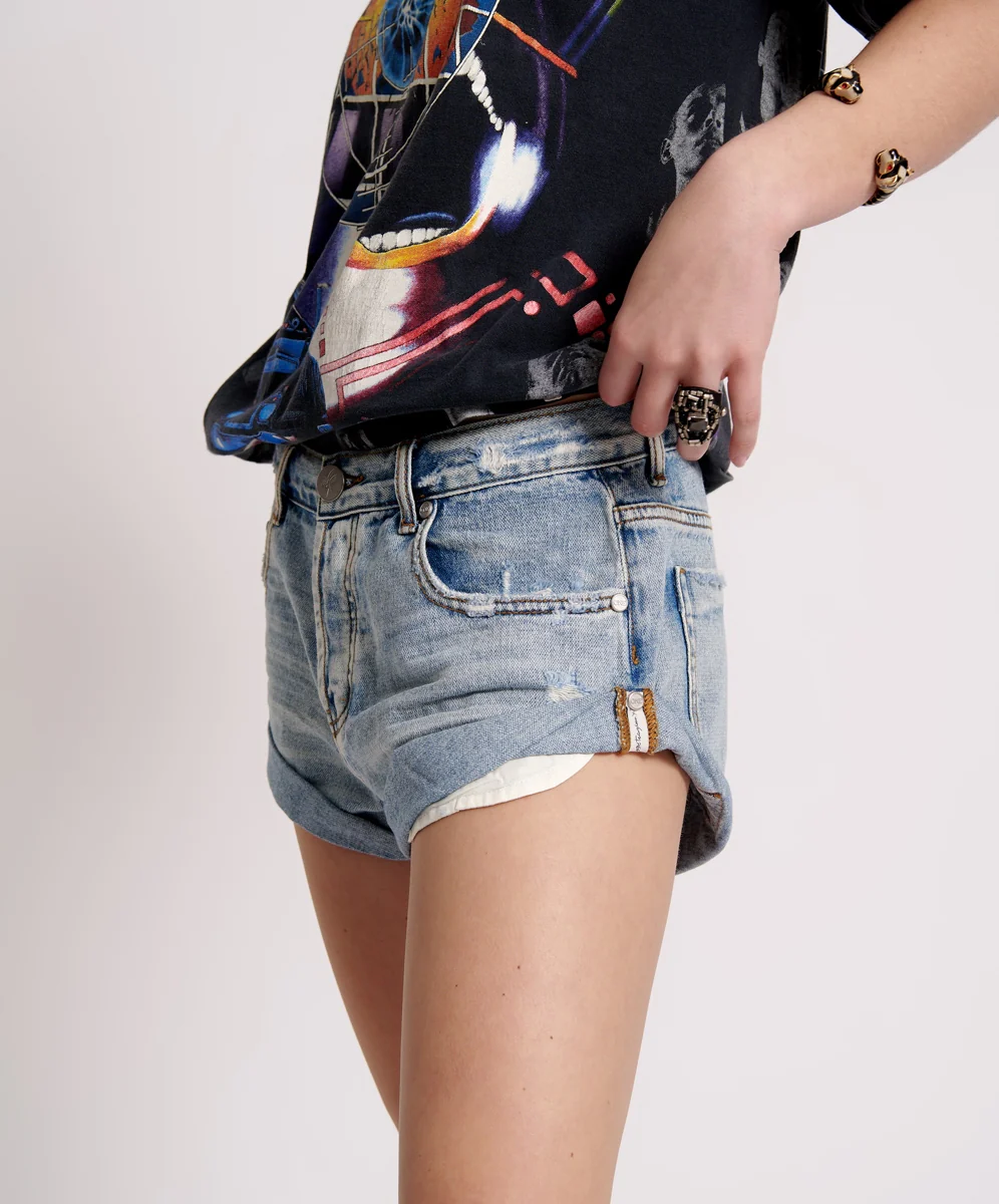 ONETEASPOON Womens Hendrixe Bandits Low Waist Denim Short - Image 5