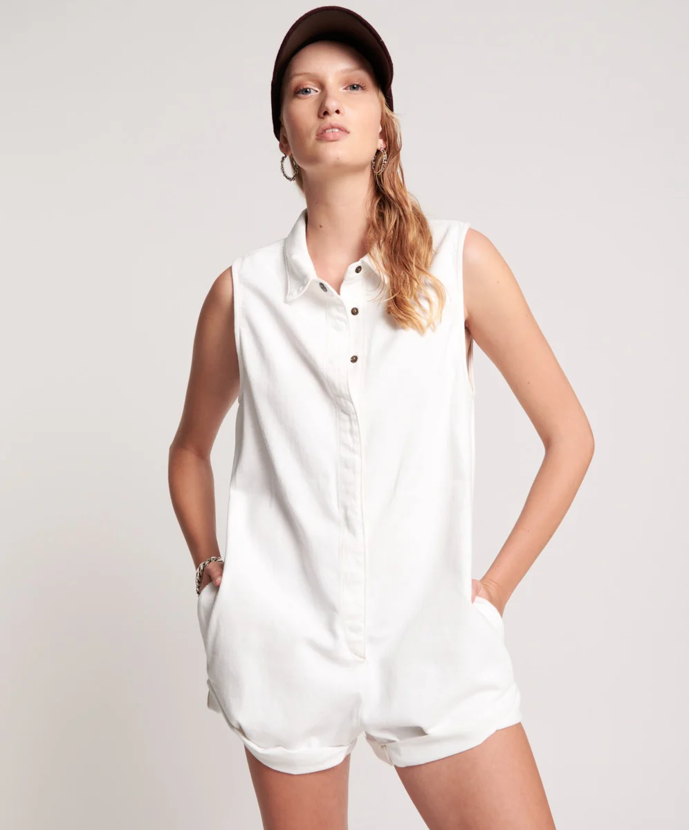 OneTeaspoon WOMENS MINI BRAXTON UTILITY PLAYSUIT  - WHITE - Image 5