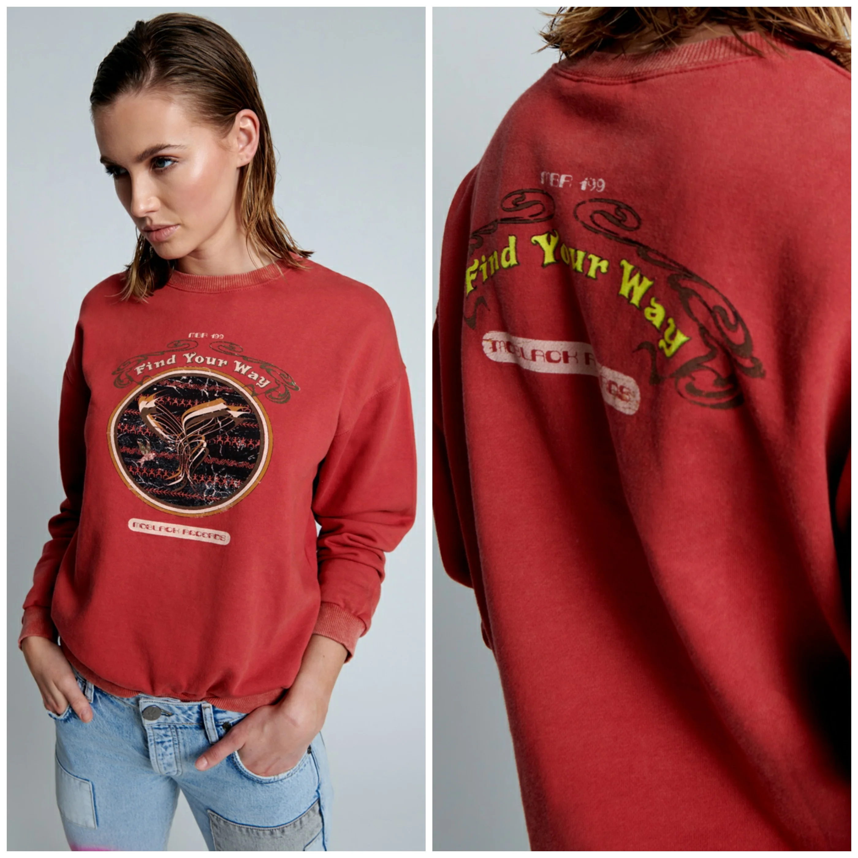 ONETEASPOON Womens Moblack Find Your Way Unisex Sweater - Red - Image 3