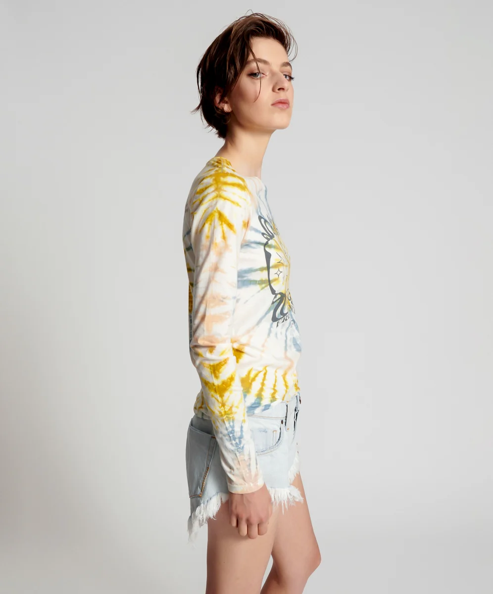 OneTeaspoon WOMENS MOBLACK MIND FREQUENCIES FITTED FERN LONG SLEEVE TEE - TIE DYE - Image 11
