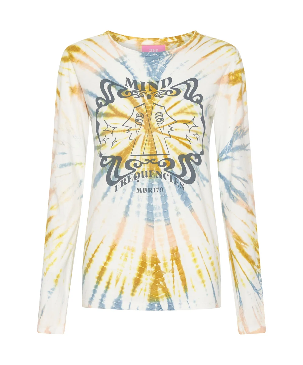 OneTeaspoon WOMENS MOBLACK MIND FREQUENCIES FITTED FERN LONG SLEEVE TEE - TIE DYE - Image 9