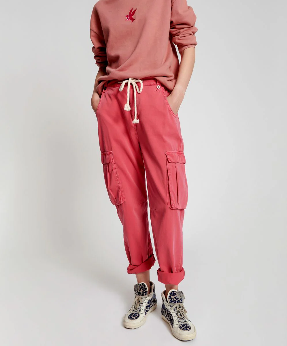 OneTeaspoon Womens Red Envy Cargo Safari Mid Waist Relaxed Pant - Red Envy - Image 12