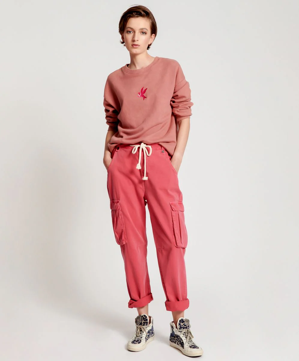 OneTeaspoon Womens Red Envy Cargo Safari Mid Waist Relaxed Pant - Red Envy - Image 13