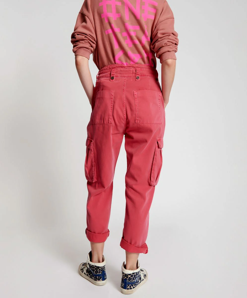 OneTeaspoon Womens Red Envy Cargo Safari Mid Waist Relaxed Pant - Red Envy - Image 9