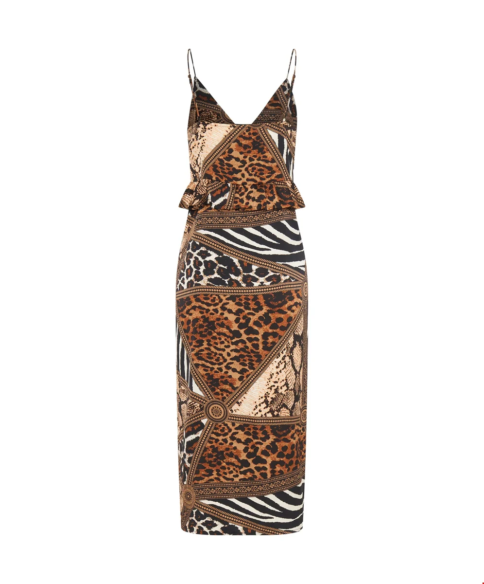 ONETEASPOON Womens Rendezvous Print Slip Dress - Bronze - Image 8