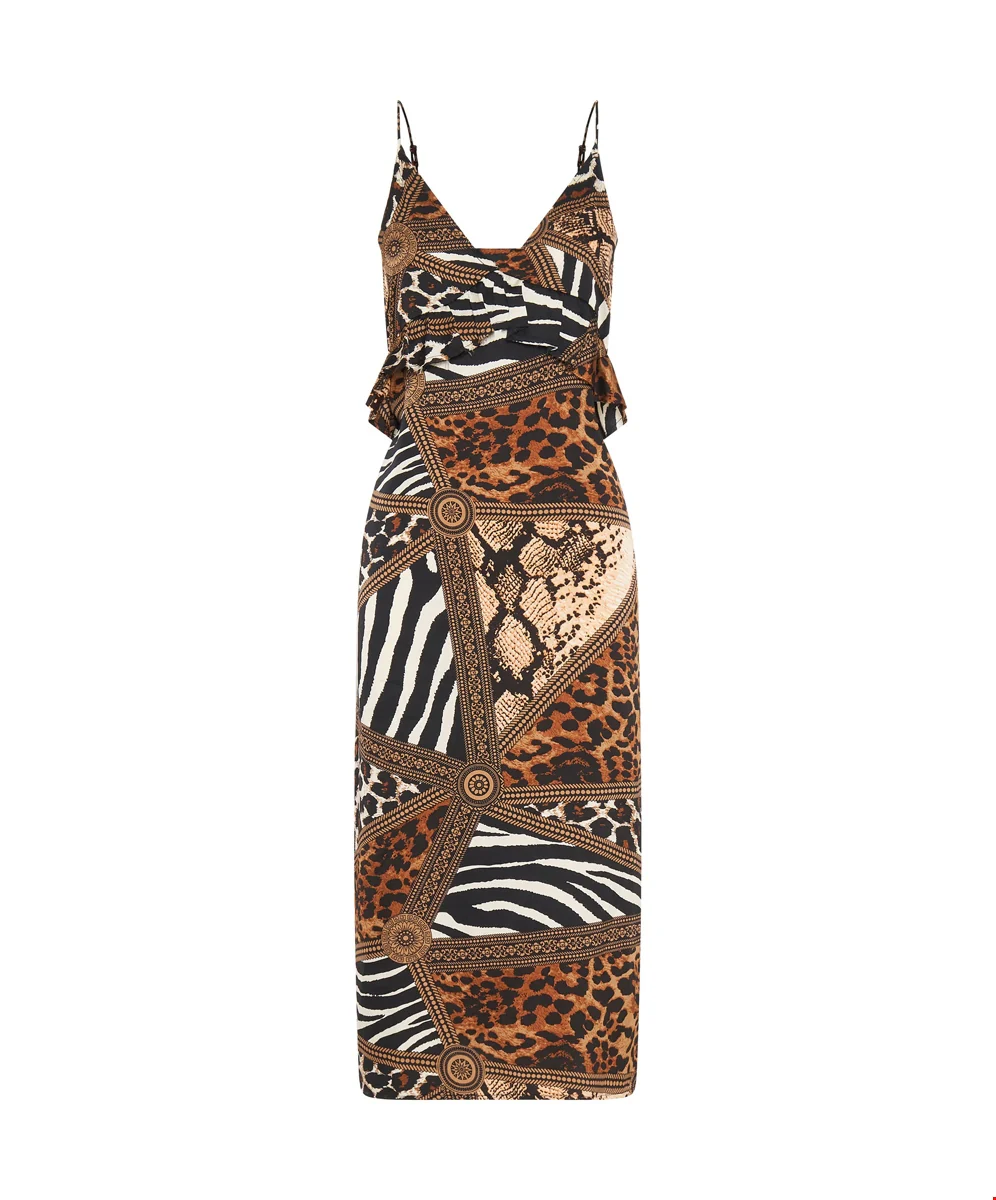 ONETEASPOON Womens Rendezvous Print Slip Dress - Bronze - Image 9