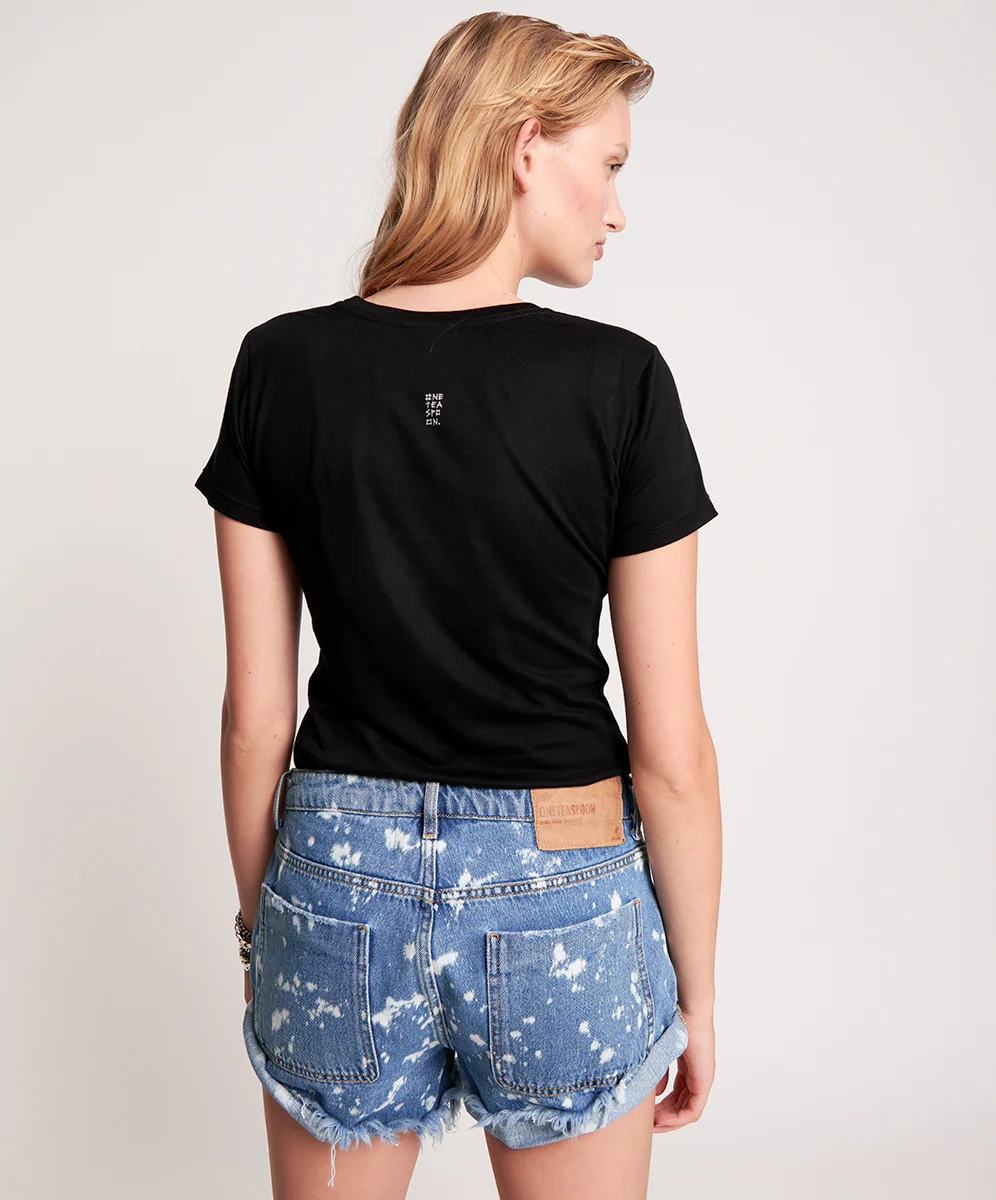 OneTeaspoon WOMENS ROCK N ROLL SAVED MY SOUL FITTED TEE - WASHED BLACK - Image 4