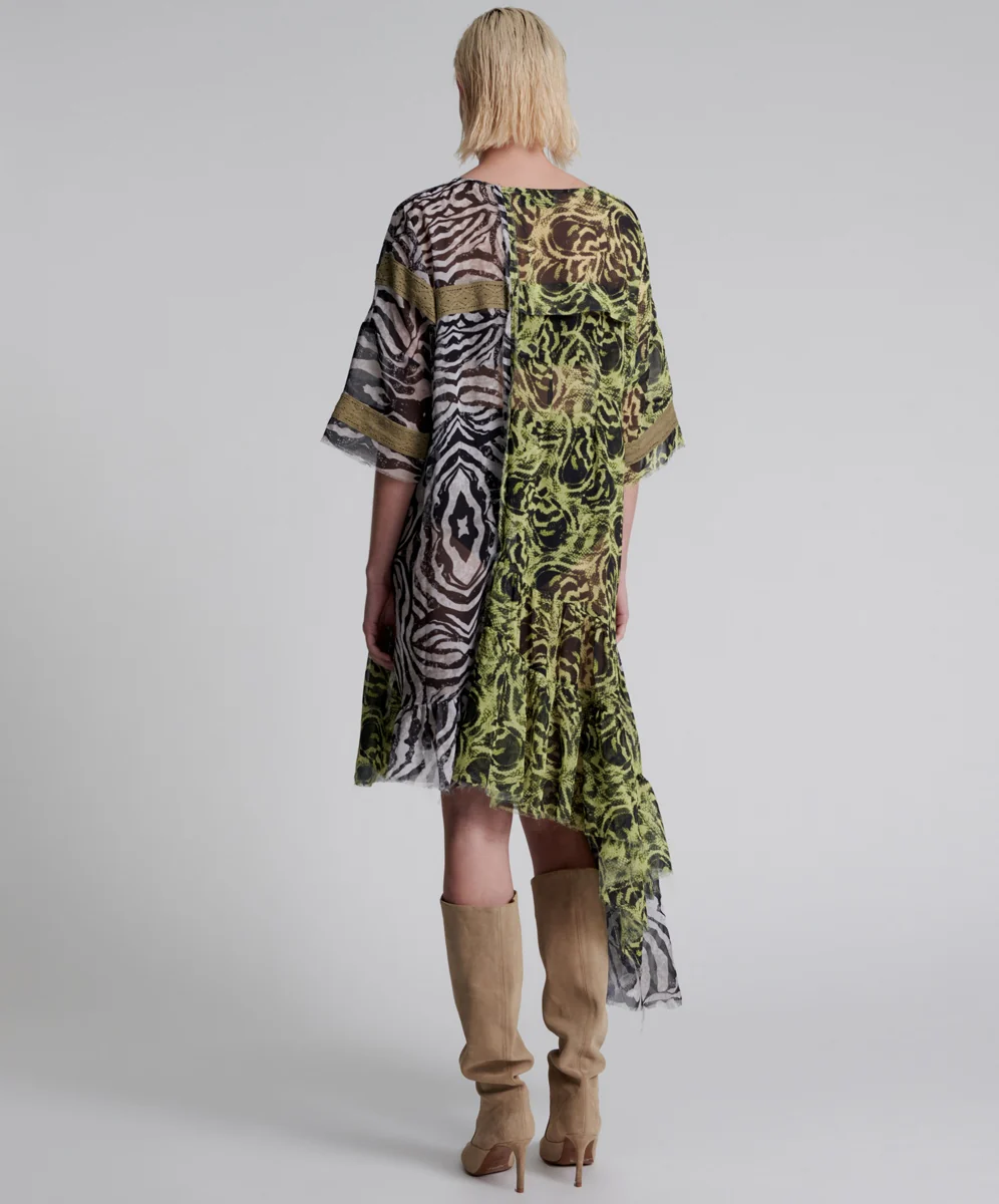 ONETEASPOON Womens Savannah Wanderer Asymmetric Dress Animal Print - Image 7
