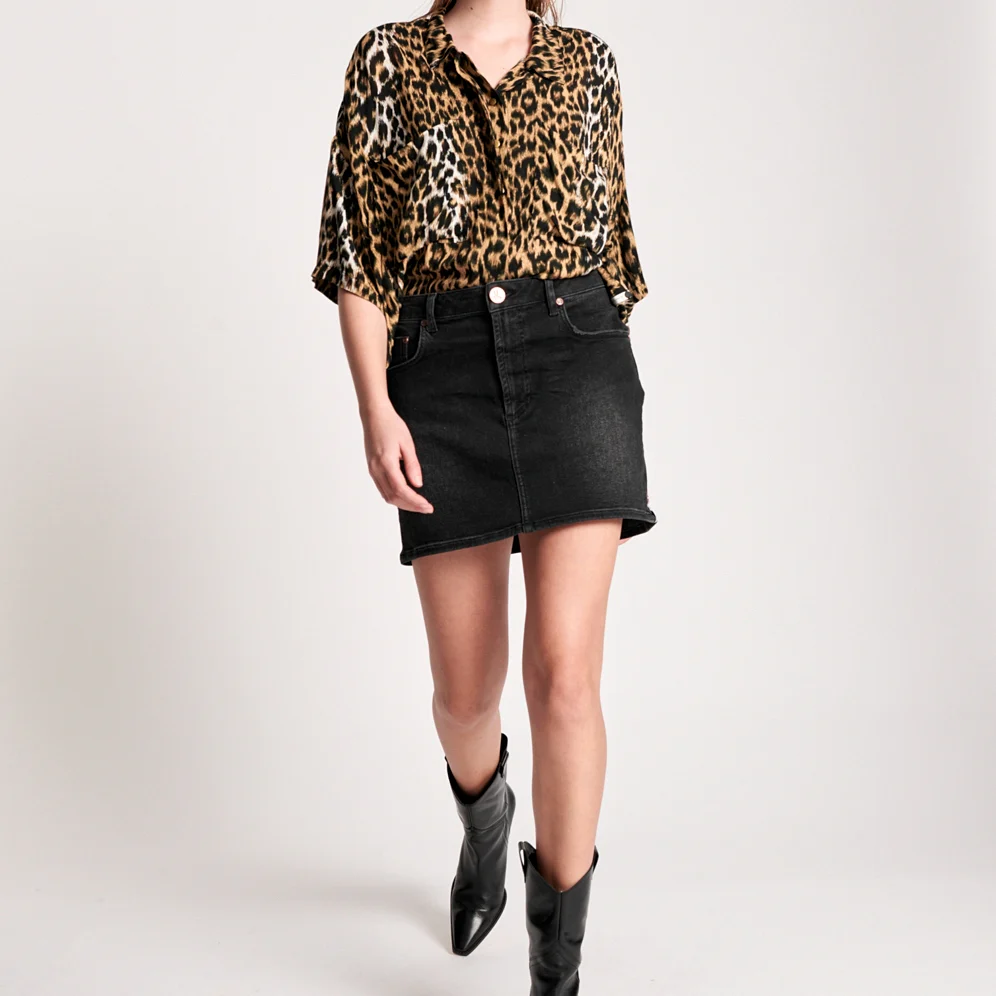 OneTeaspoon WOMENS SONIC BLACK STRETCH 2020 MINI HIGH WAIST DENIM SKIRT - Image 3