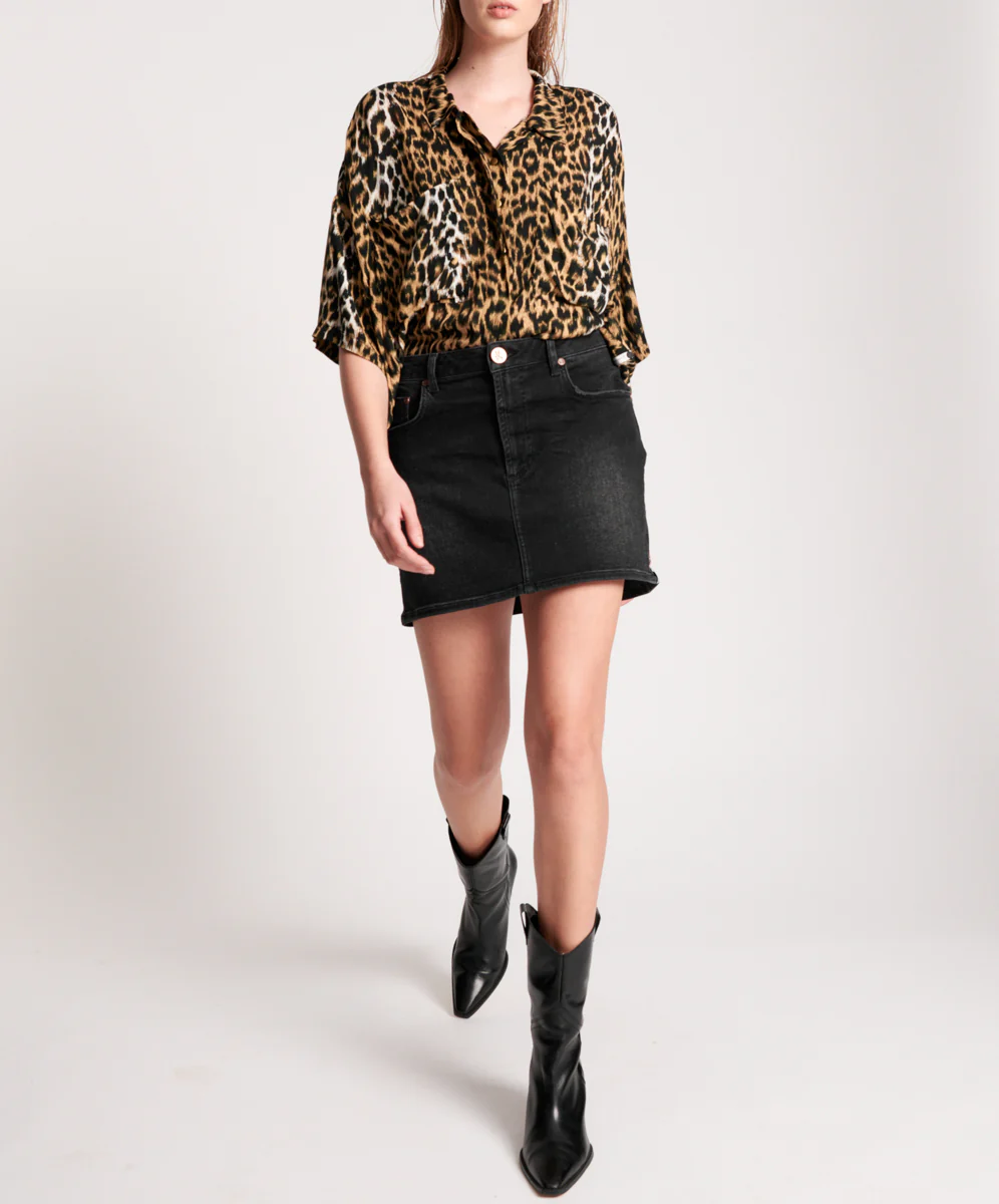 OneTeaspoon WOMENS SONIC BLACK STRETCH 2020 MINI HIGH WAIST DENIM SKIRT - Image 4