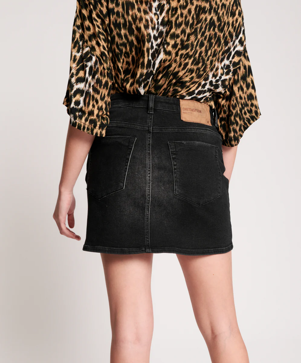 OneTeaspoon WOMENS SONIC BLACK STRETCH 2020 MINI HIGH WAIST DENIM SKIRT - Image 6