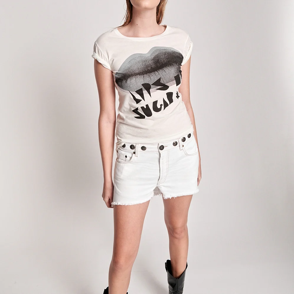 OneTeaspoon WOMENS SUGAR LIPS FITTED TEE - WHITE - Image 2