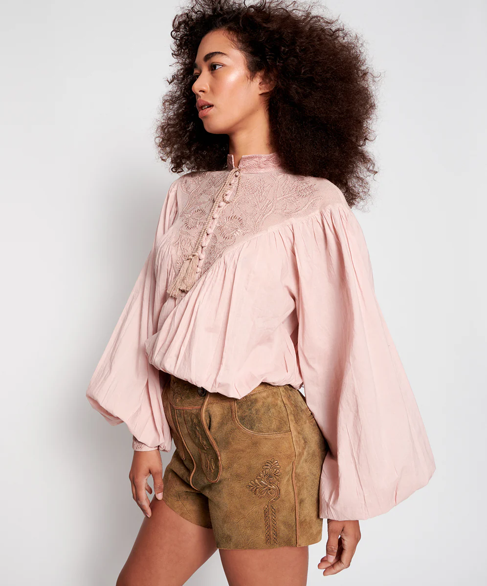 OneTeaspoon WOMENS VINTAGE PINK EMBROIDERED GYPSY TOP - VINTAGE PINK - Image 5