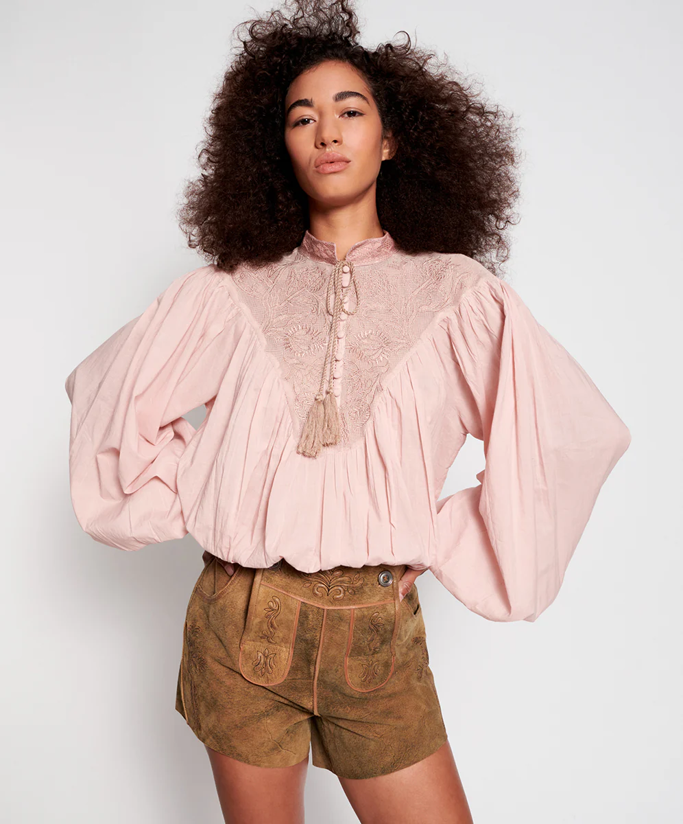 OneTeaspoon WOMENS VINTAGE PINK EMBROIDERED GYPSY TOP - VINTAGE PINK - Image 6