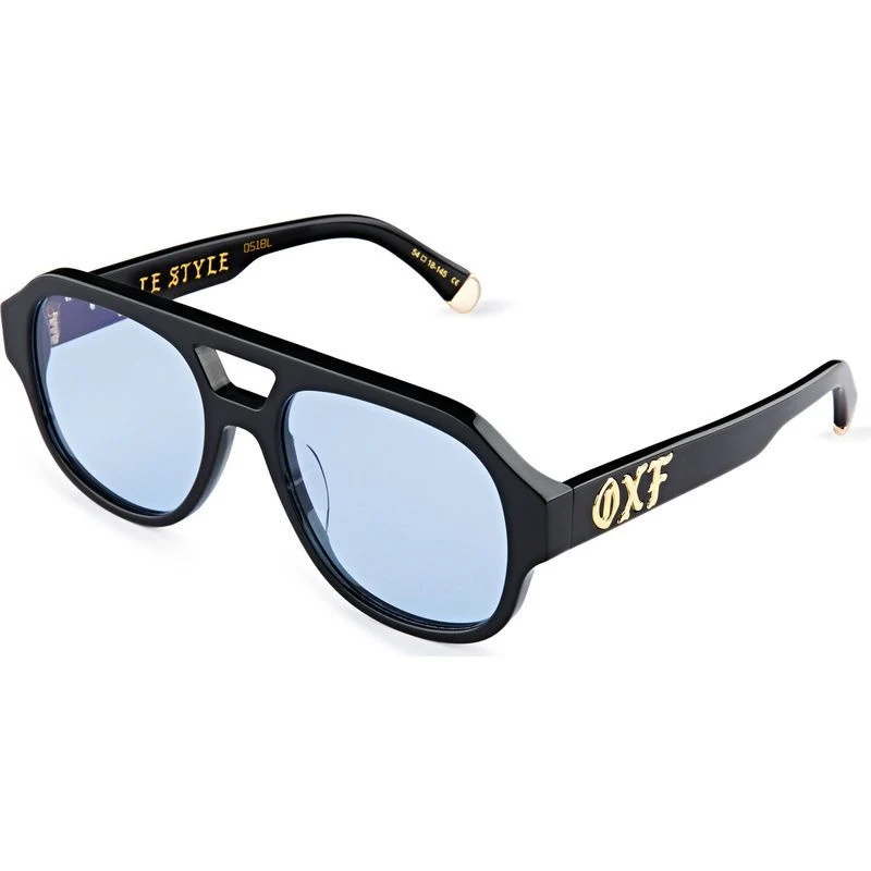OSCAR & FRANK Le Style Sunglasses Gloss Black/ Blue Lens - Image 2
