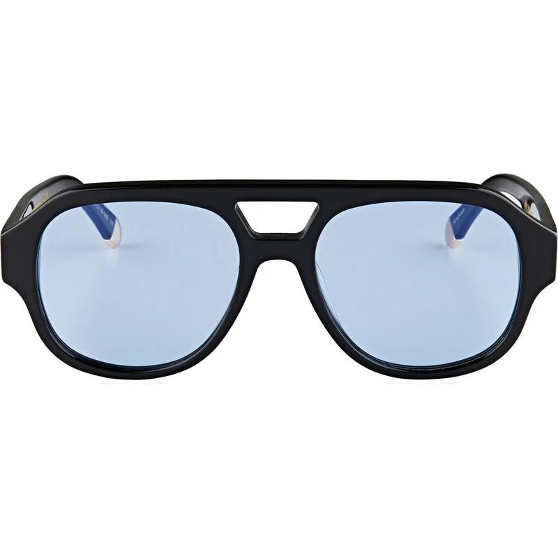 OSCAR & FRANK Le Style Sunglasses Gloss Black/ Blue Lens - Image 3