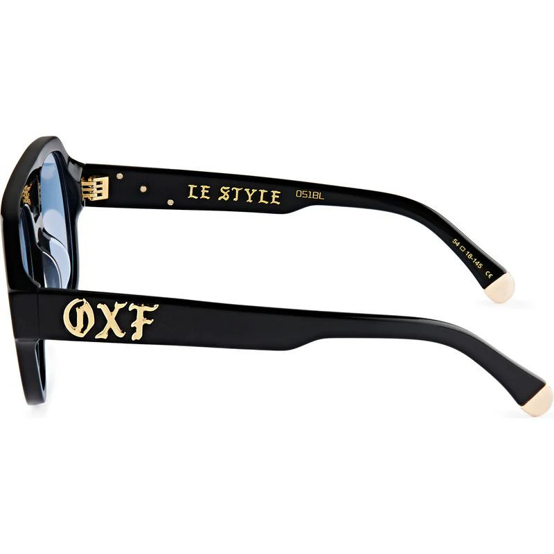 OSCAR & FRANK Le Style Sunglasses Gloss Black/ Blue Lens - Image 4