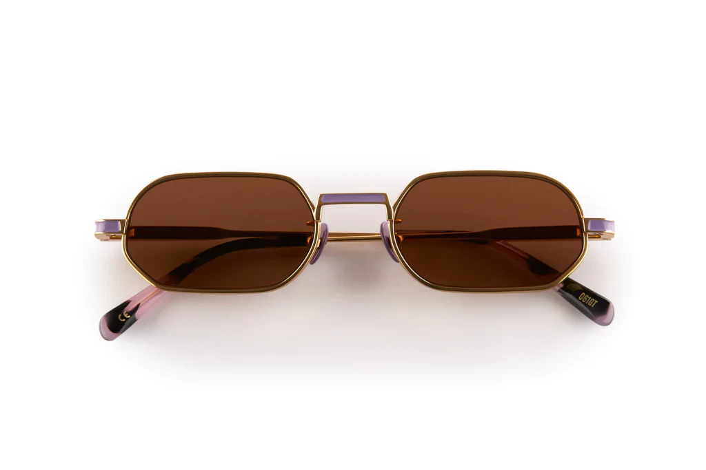 OSCAR & FRANK Mr Zuzu Sunglasses Gold Titanium/ Brown Lens - Image 3