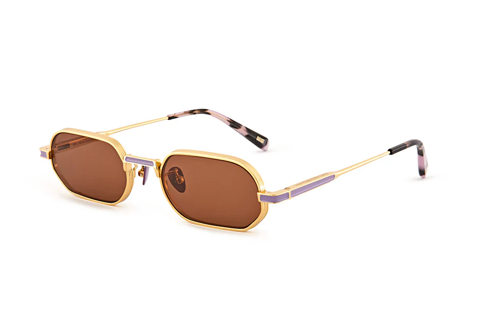 OSCAR & FRANK Mr Zuzu Sunglasses Gold Titanium/ Brown Lens - Image 5