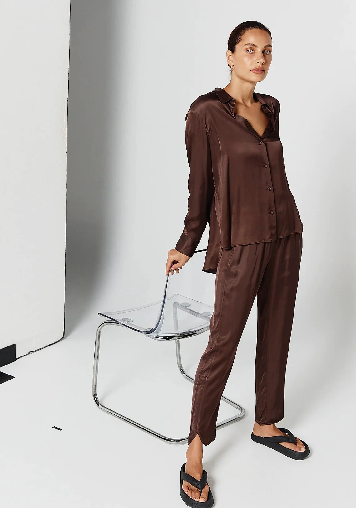 PIPPA THE LABEL Womens Lennox Shirt Chocolate - Image 3