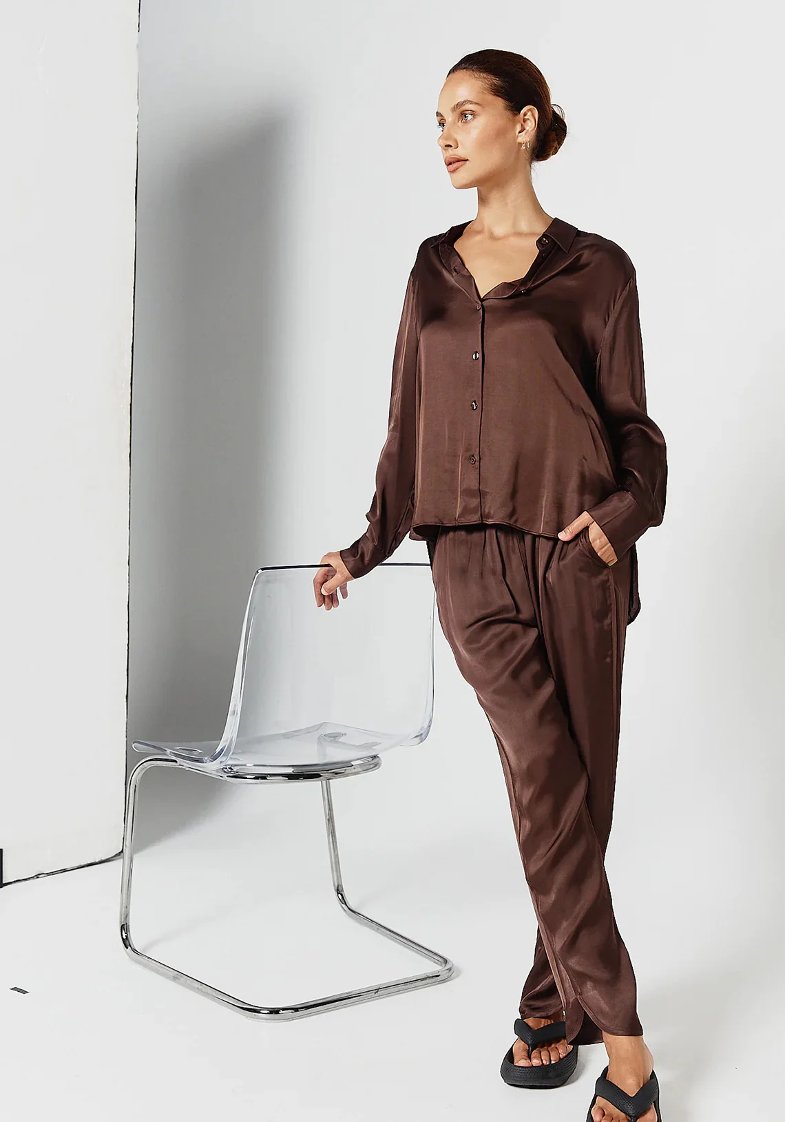 PIPPA THE LABEL Womens Lennox Shirt Chocolate - Image 4