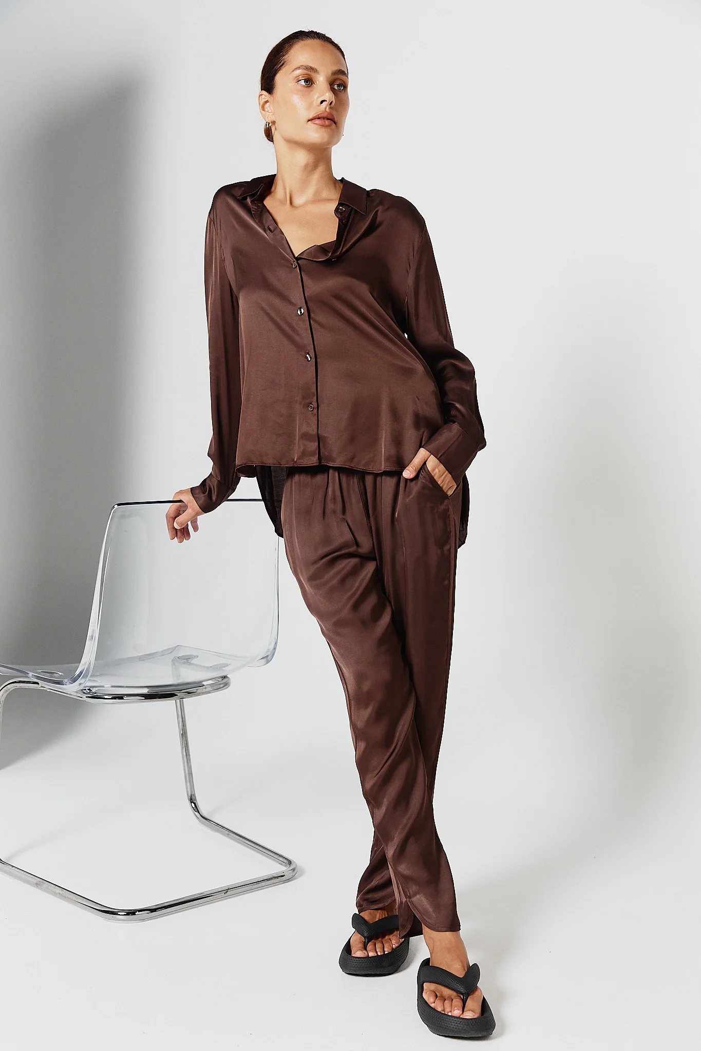 PIPPA THE LABEL Womens Lennox Shirt Chocolate - Image 5
