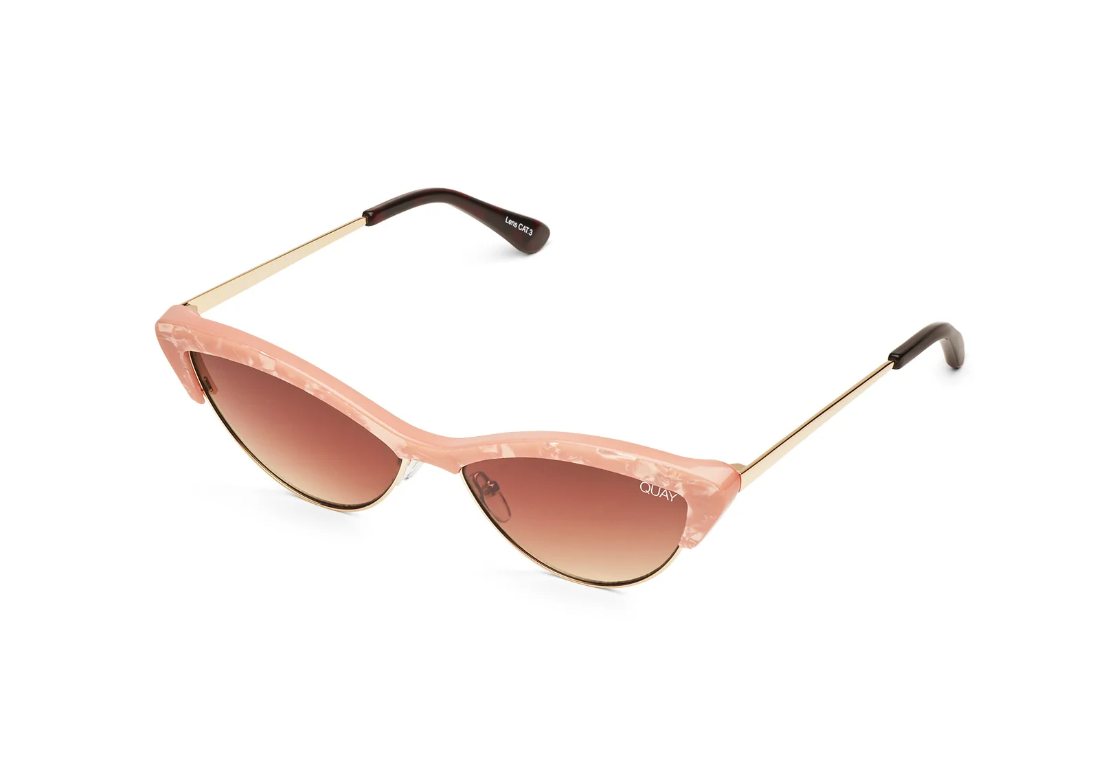 Quay Australia ALL NIGHT	PEACH PEARL / BROWN LENS SUNGLASSES - Image 2