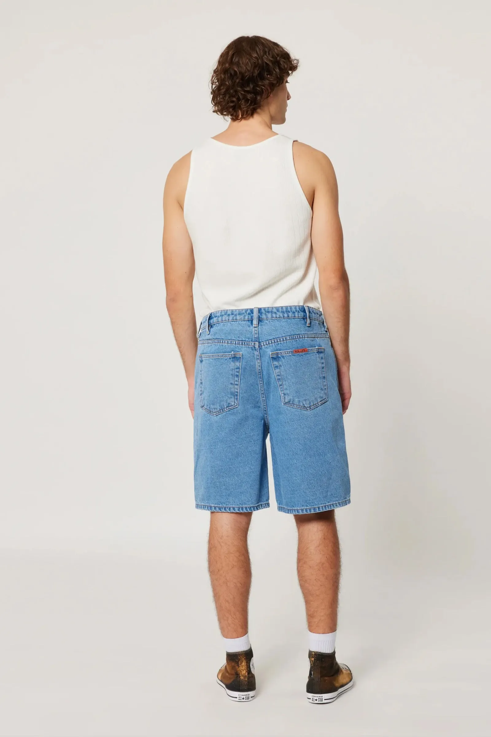 ROLLAS Mens Big Boss Denim Shorts Freshwater - Mid Blue - Image 4