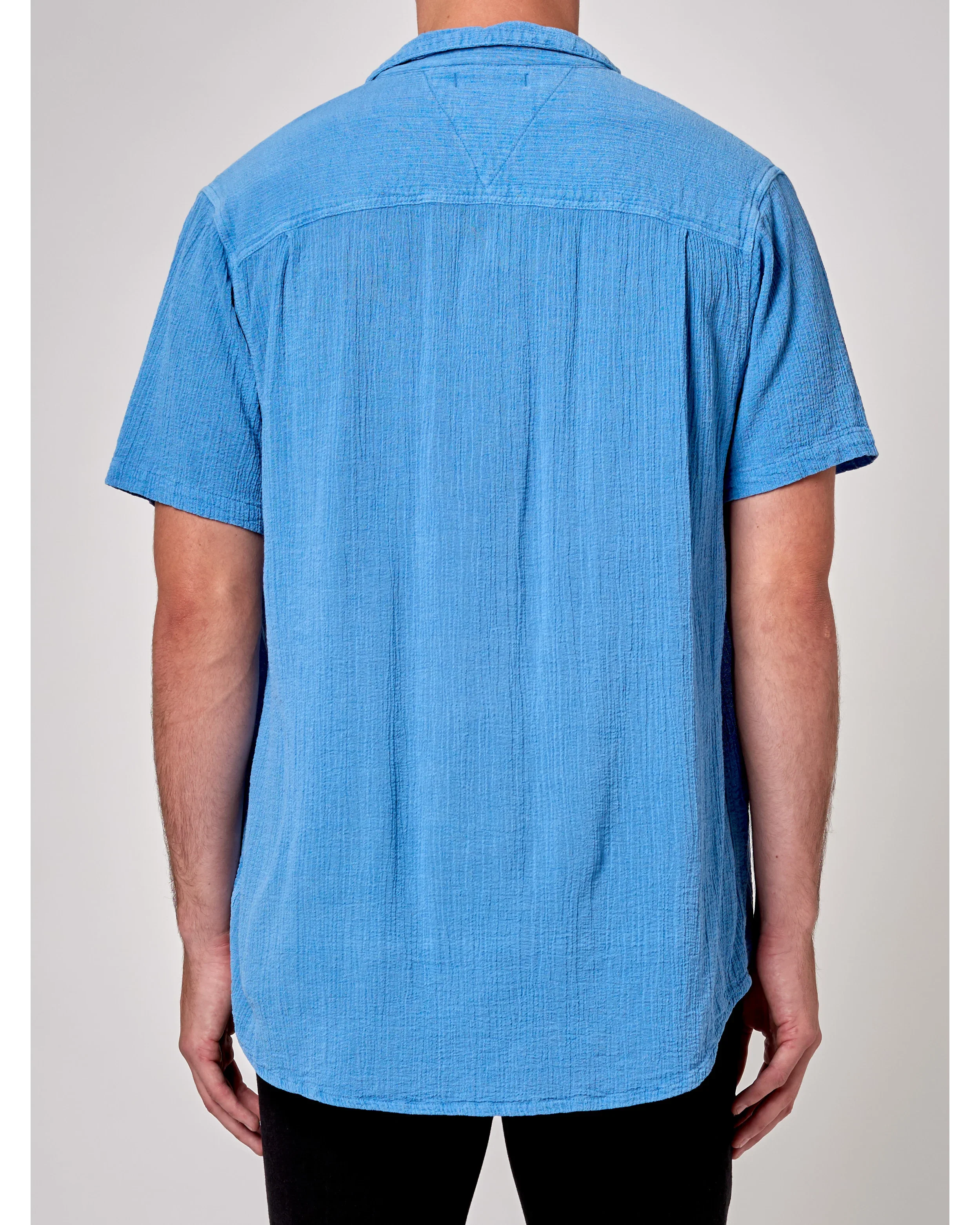 ROLLAS Mens Bon Crepe Short Sleeve Shirt - Blue - Image 2