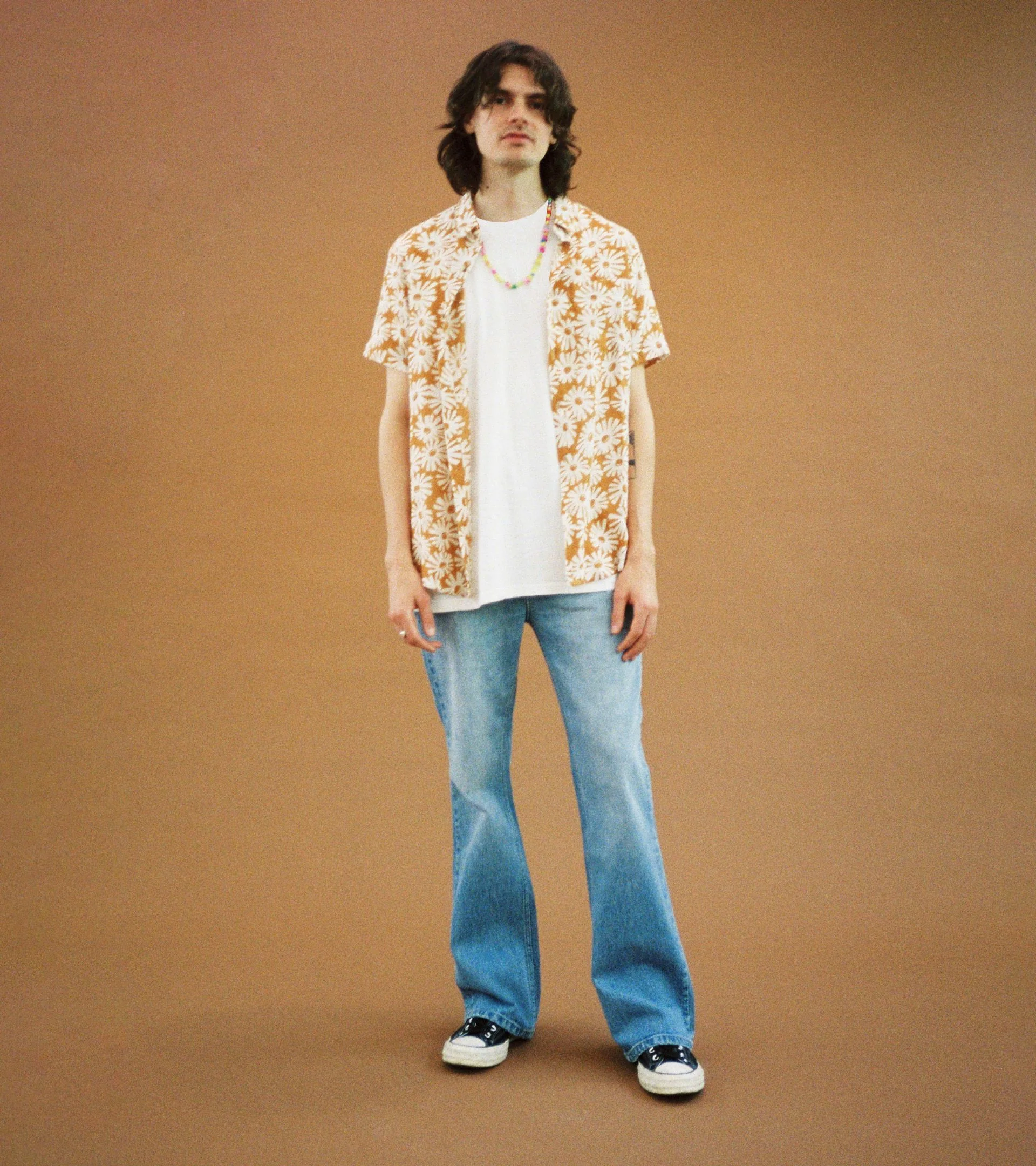ROLLAS Mens Bon Flower Short Sleeve Shirt Gold - Image 4