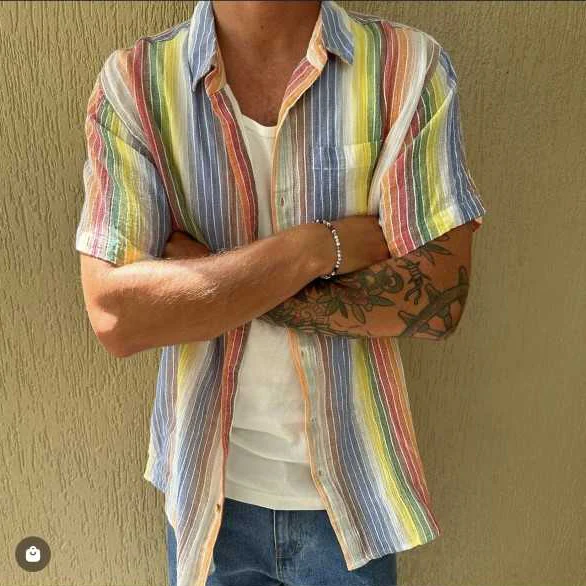 ROLLAS Mens Bon Shroom Stripe Short Sleeve Shirt - Multi - Image 4