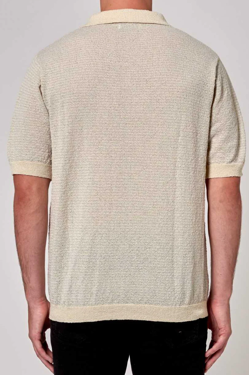 ROLLAS Mens Boucle Bowler Short Sleeve Shirt - Natural - Image 2