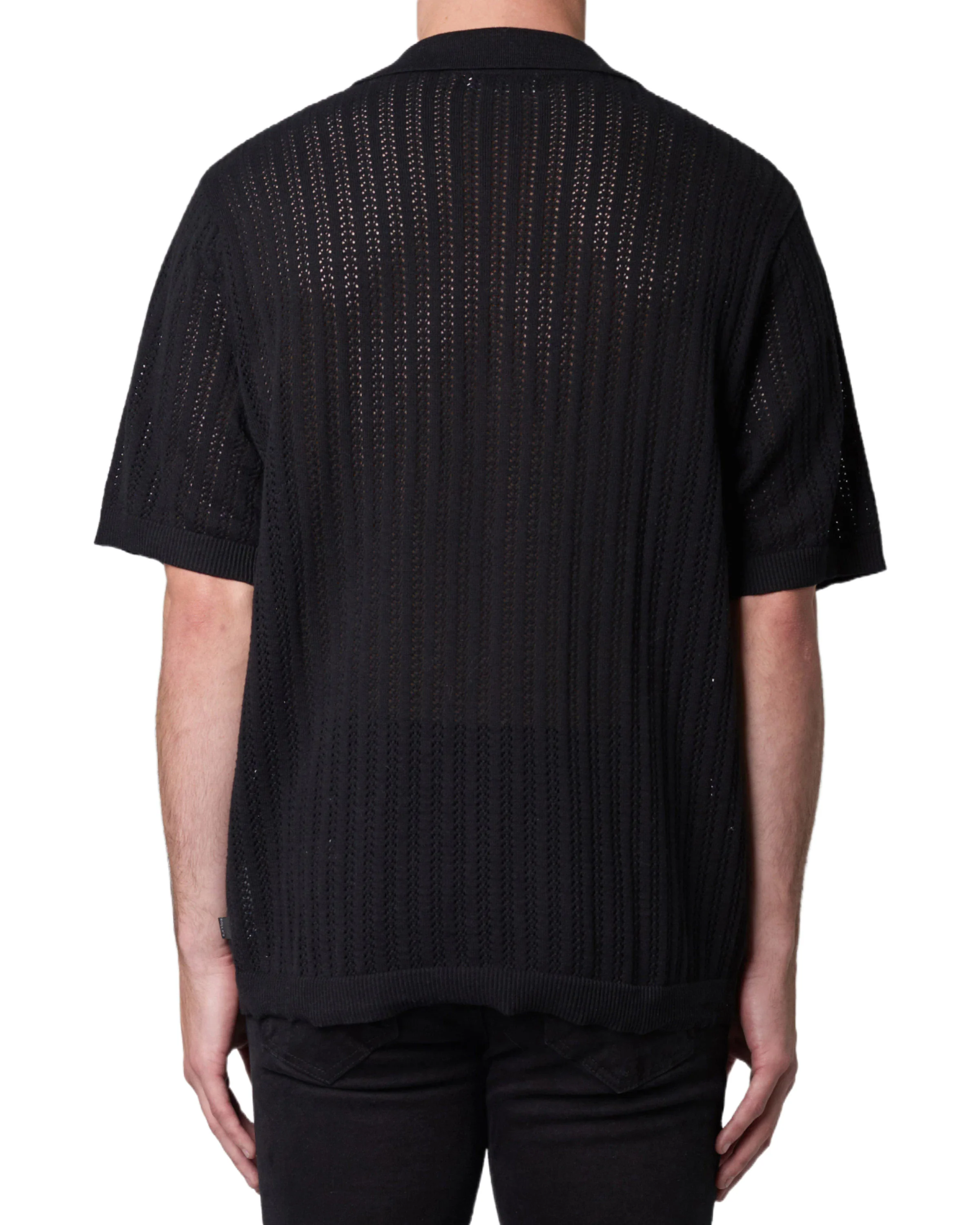 ROLLAS Mens Bowler Knit Short Sleeve Shirt - Black - Image 2