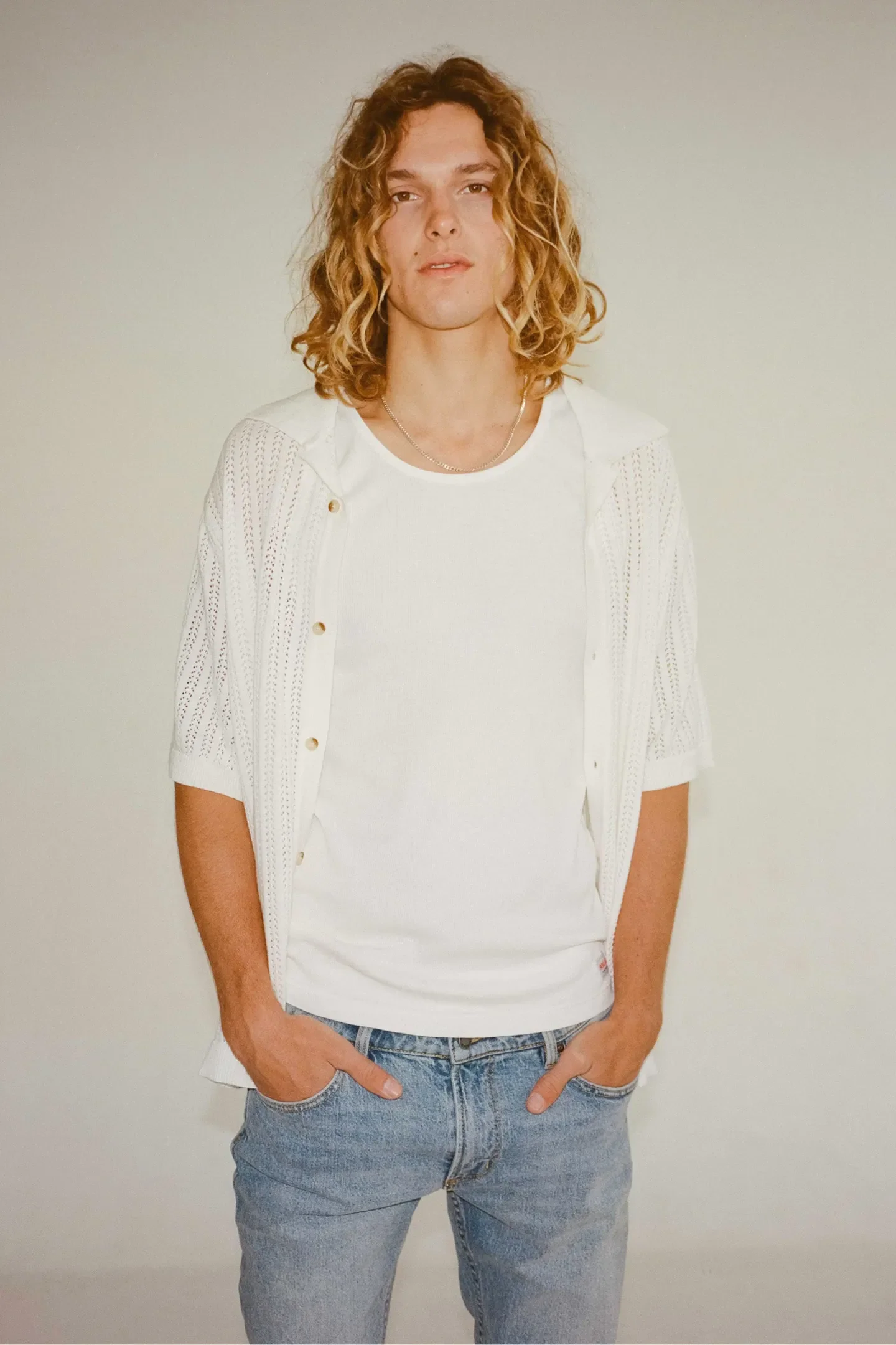 ROLLAS Mens Bowler Knit Short Sleeve Shirt - White - Image 3
