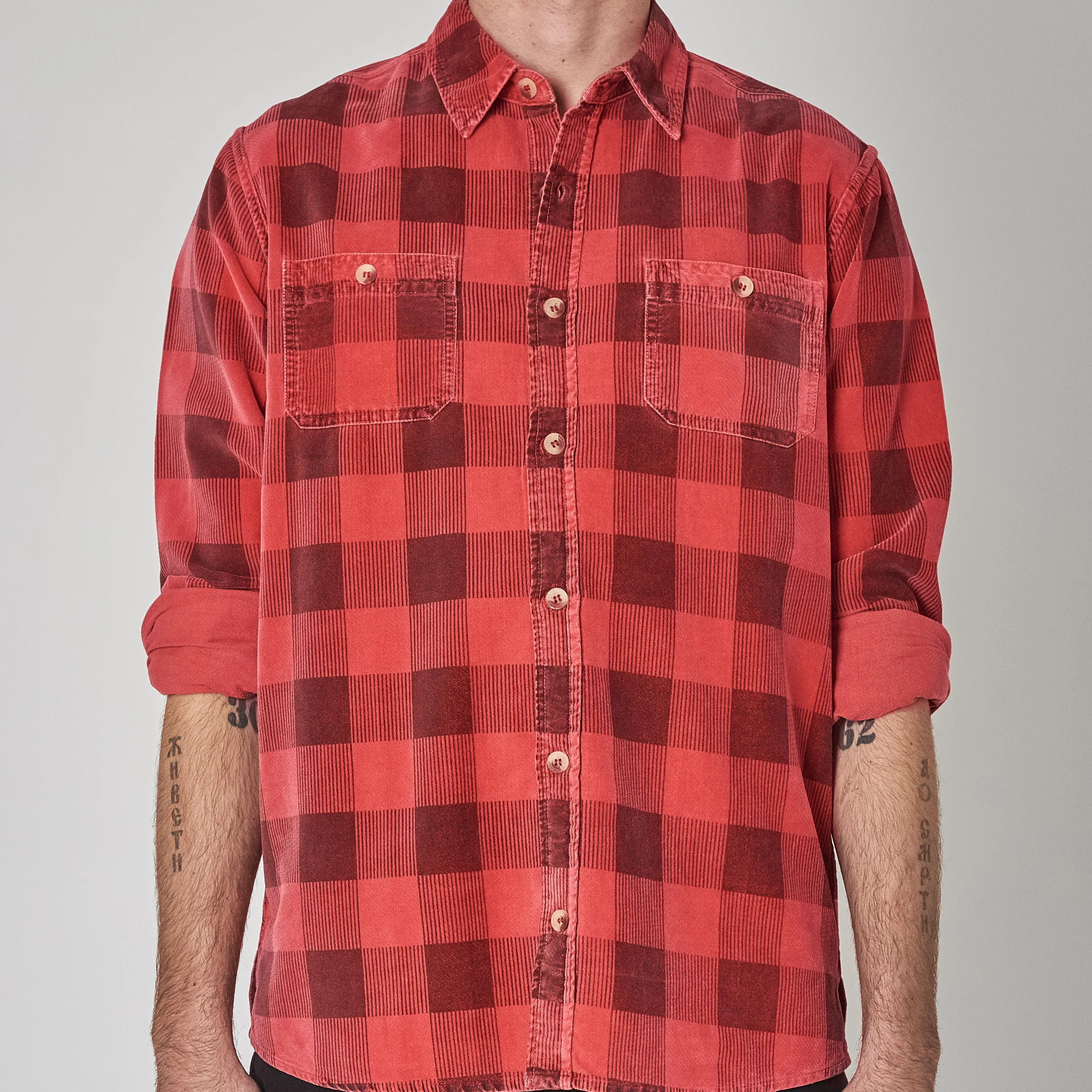 ROLLAS Mens Check Heavyweight Shirt - Red - Image 2