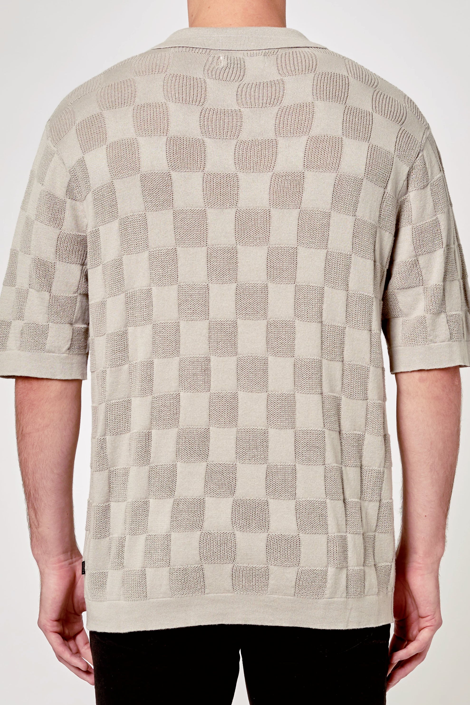 ROLLAS Mens Checker Knit Short Sleeve Shirt - Coconut - Image 2