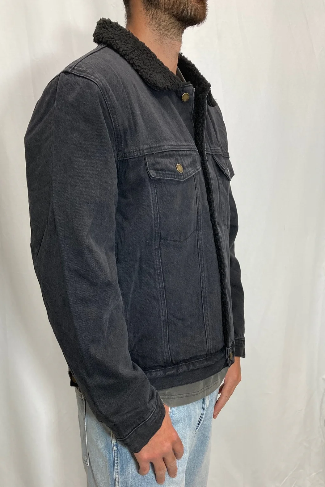 Rollas MENS DENIM SHERPA - WASHED BLACK - Image 3