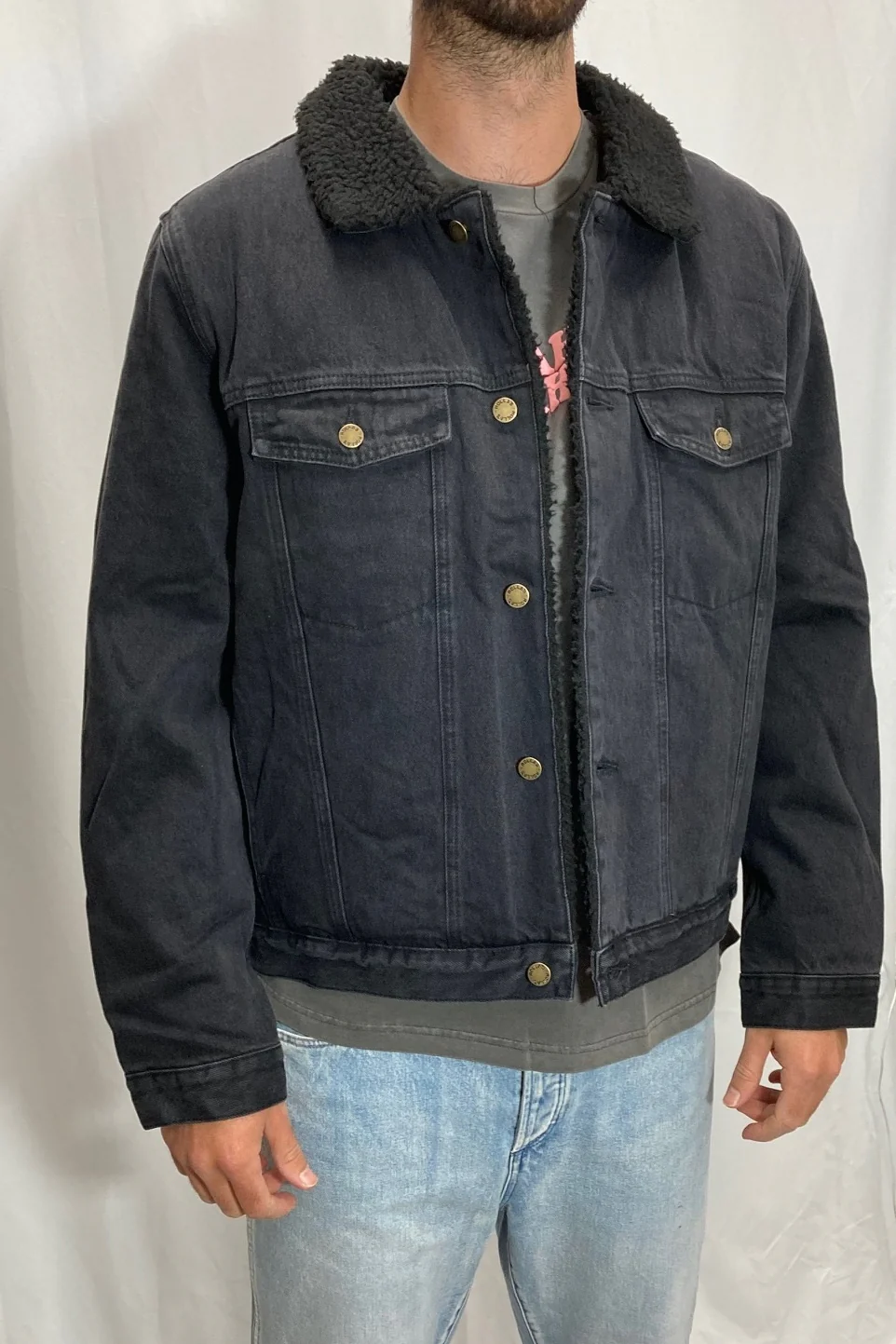 Rollas MENS DENIM SHERPA - WASHED BLACK - Image 6