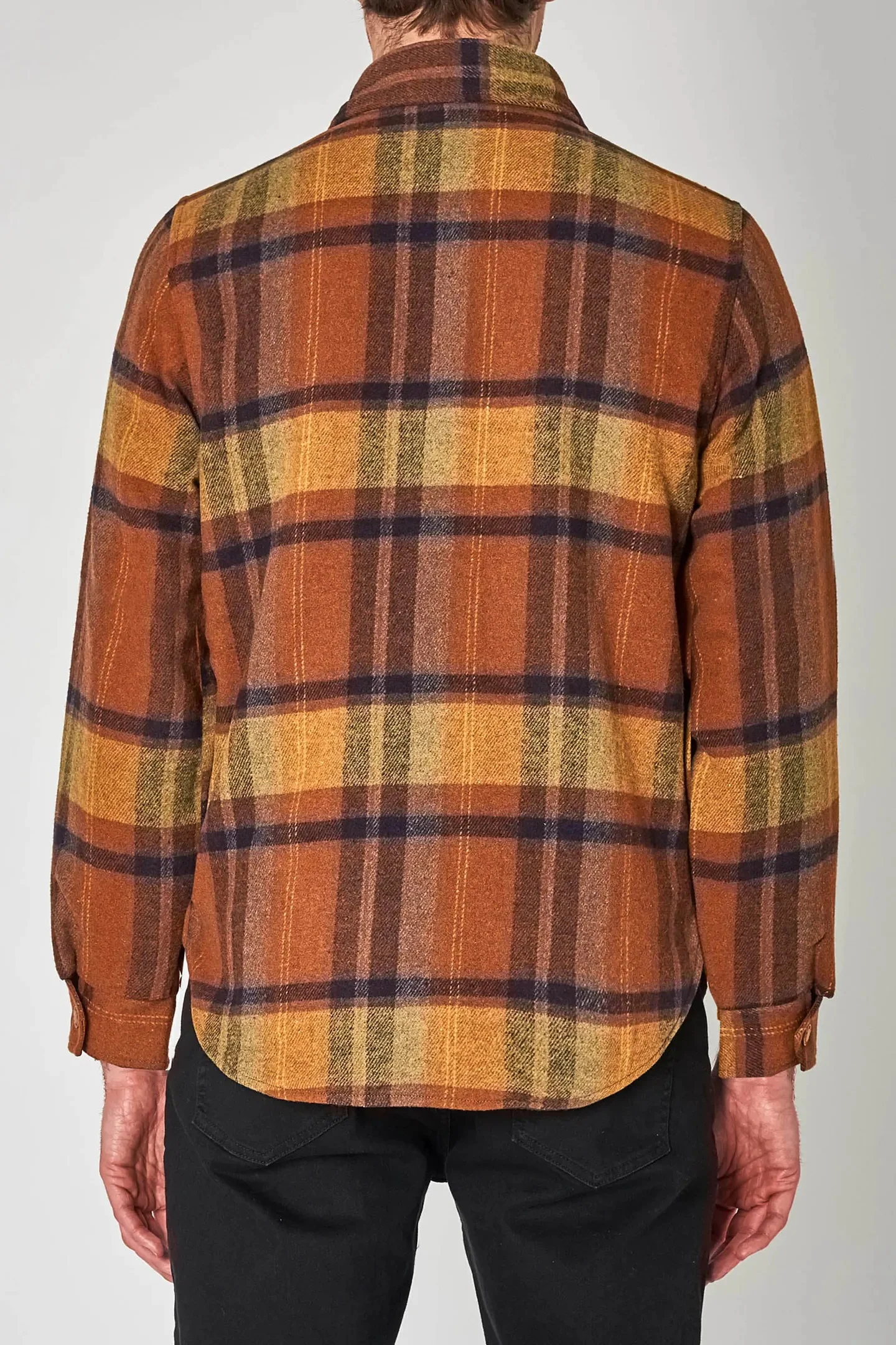 ROLLAS Mens Men At Work Check Shacket Brown Check - Image 3