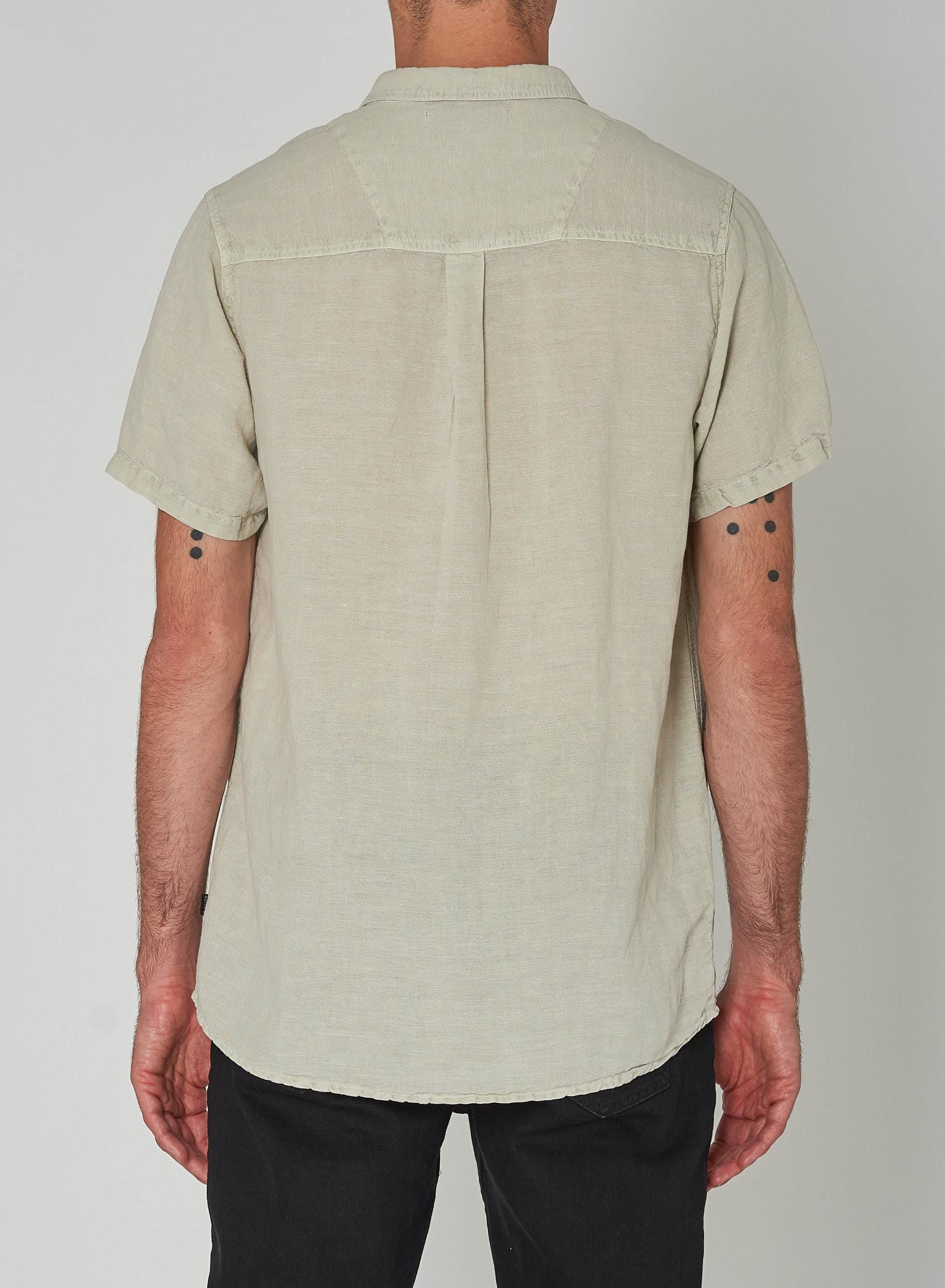ROLLAS Mens Men At Work Hemp Short Sleeve Shirt - Stone - Image 3