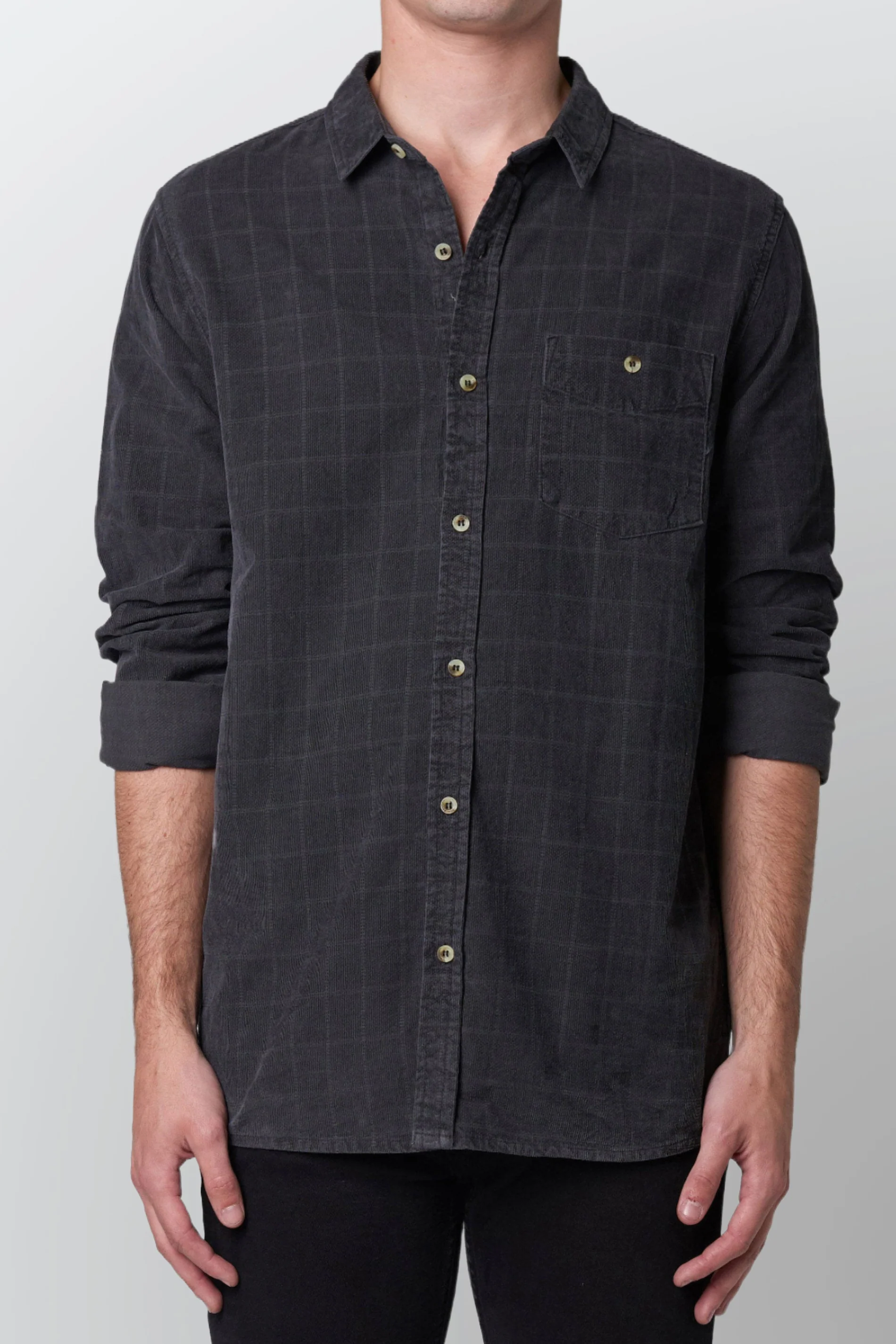 ROLLAS Mens Men at Work Tile Cord Shirt - Black