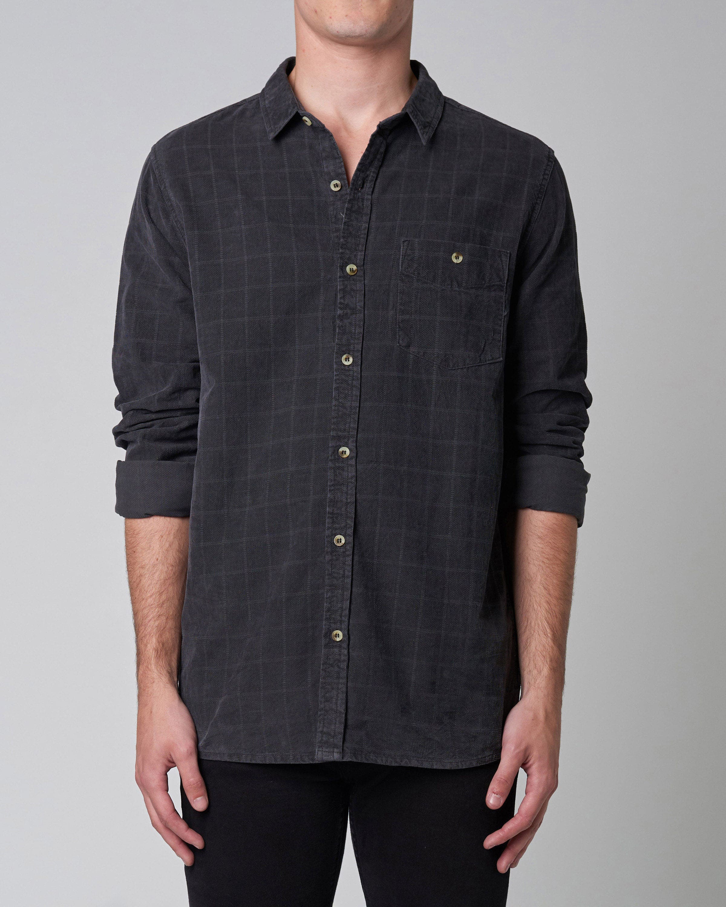 ROLLAS Mens Men at Work Tile Cord Shirt - Black - Image 2