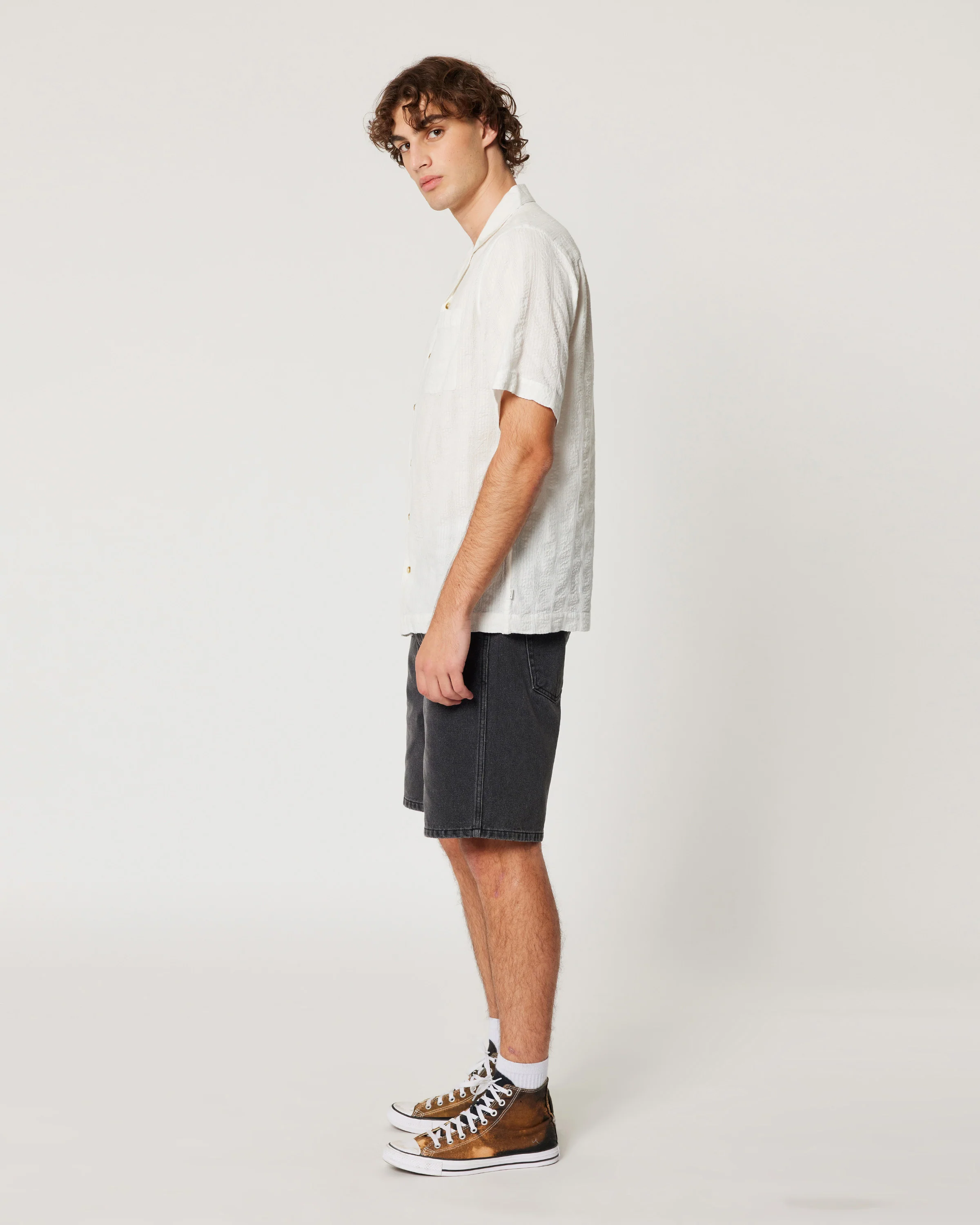 ROLLAS Mens Seersucker Short Sleeve Shirt - Vintage White - Image 3