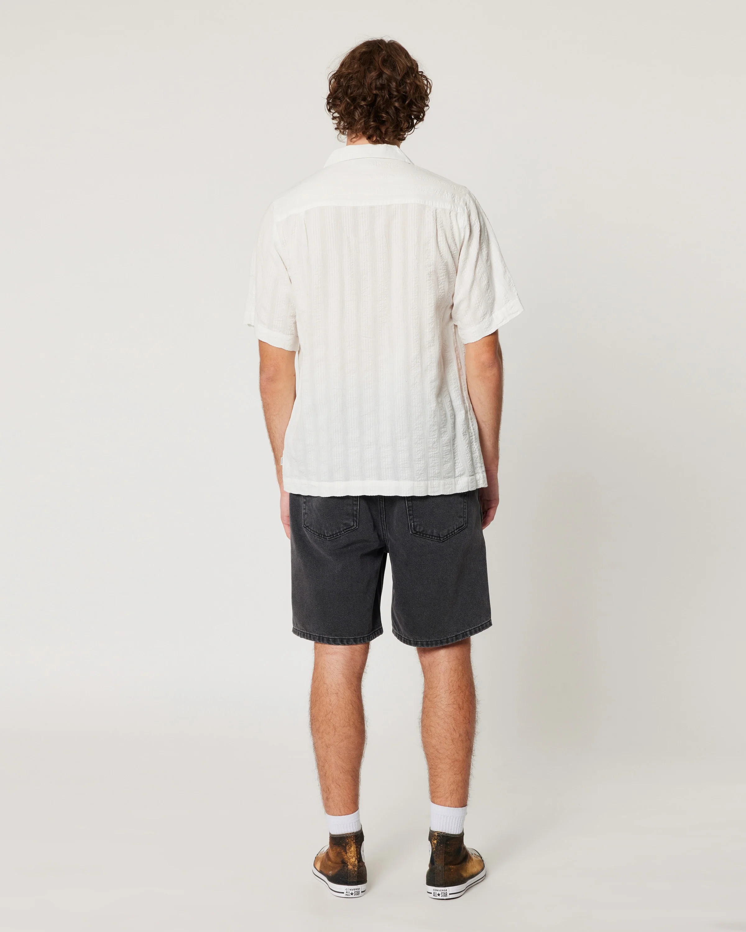 ROLLAS Mens Seersucker Short Sleeve Shirt - Vintage White - Image 4