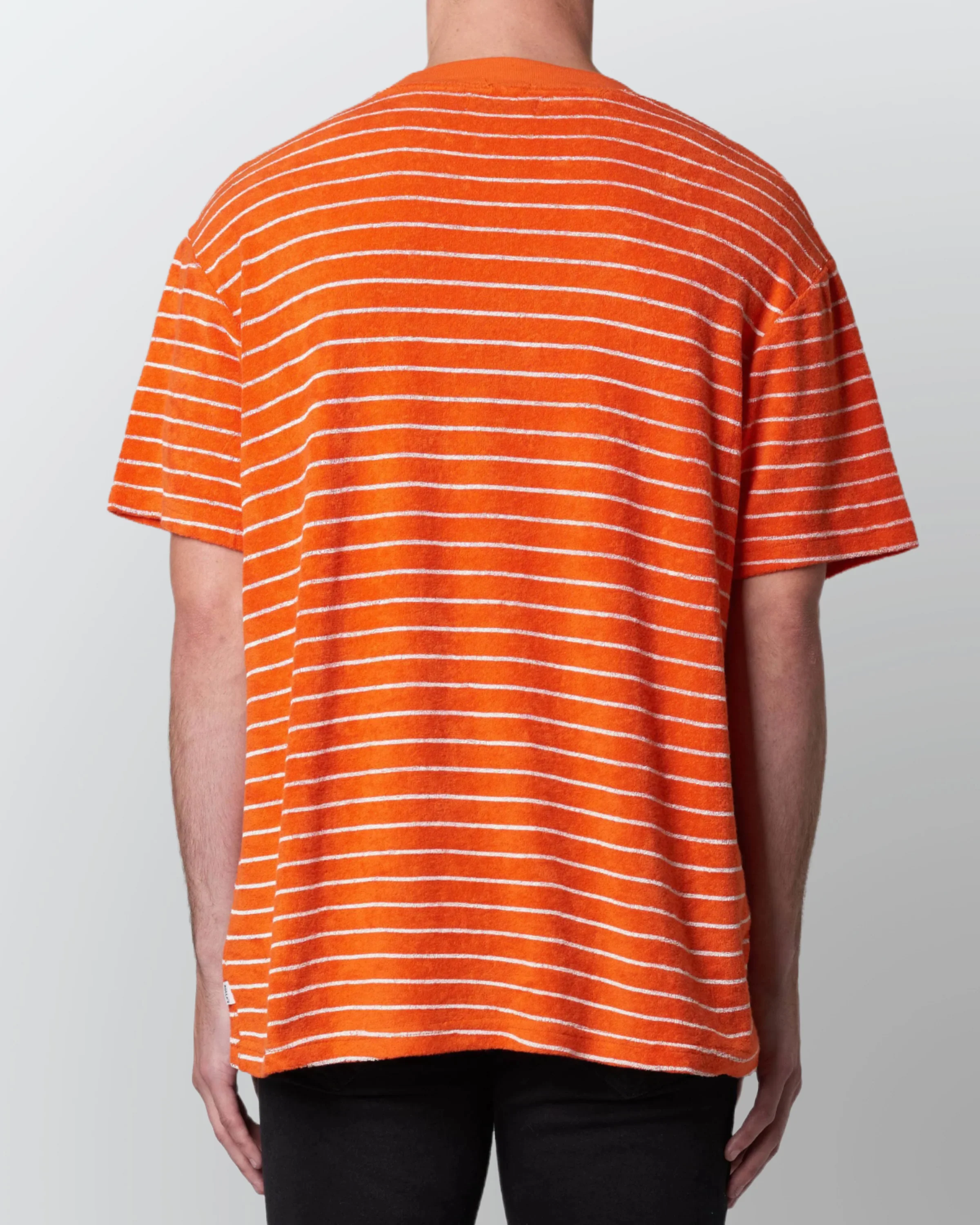 ROLLAS Mens Terry Stripe Tee Shirt - Orange - Image 2